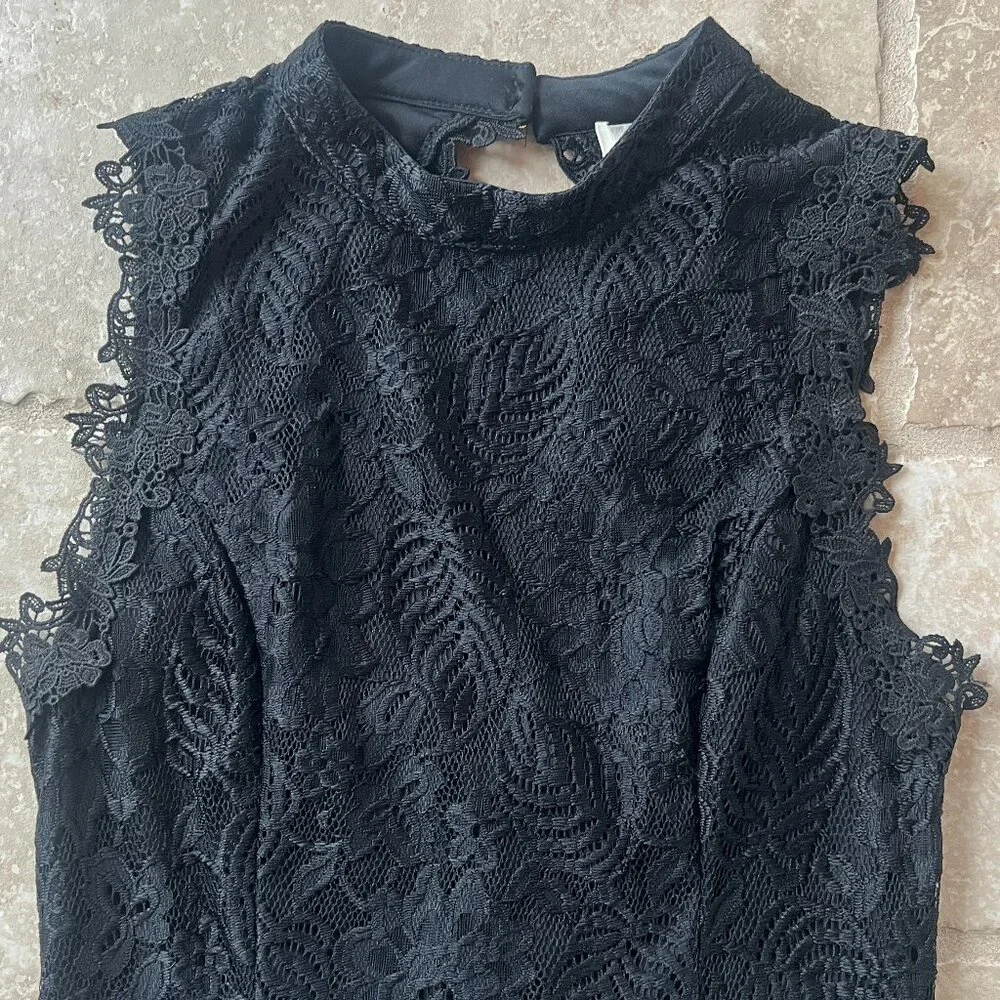 Francesca's Collections Black Lace Sleeveless Romper